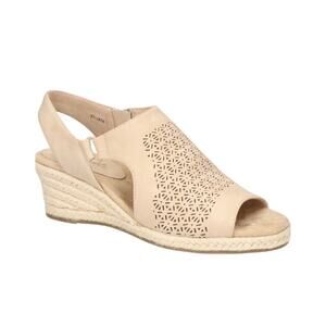 NEW Easy Street Women's Serena Zip Espadrille Wedge Sandals Sand Size 6.5W